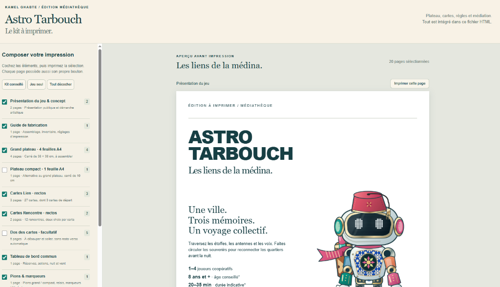 Aperçu du kit à imprimer Médiathèque — Astro Tarbouch